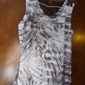 Style & Co. Black & Gray EmbellishTank Top XL NWOT